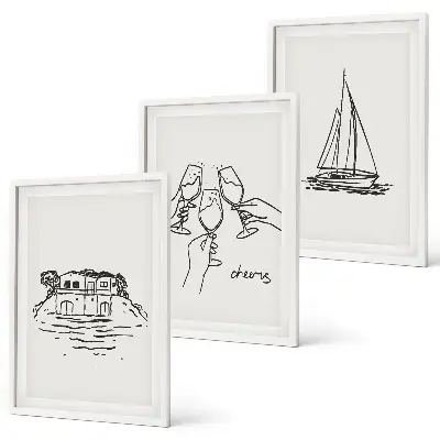 Wall art set waterfront sailboat decor