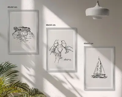 Wall art set waterfront sailboat decor