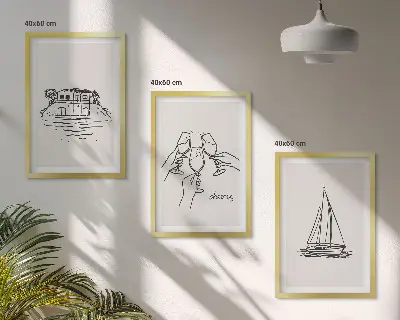 Wall art set waterfront sailboat decor