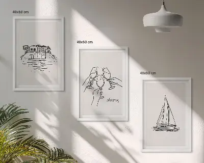 Wall art set waterfront sailboat decor