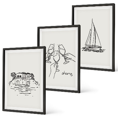 Wall art set Waterfront home sailboat toast