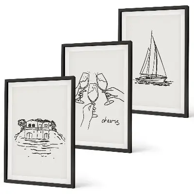 Wall art set waterfront sailboat decor