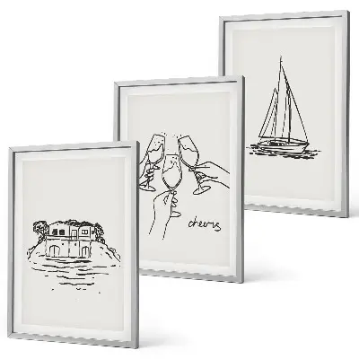 Wall art set waterfront sailboat decor
