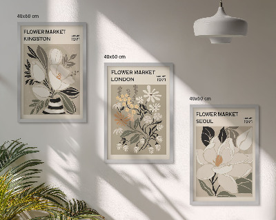 Wall art set Retro Flowers from Cities Around the World