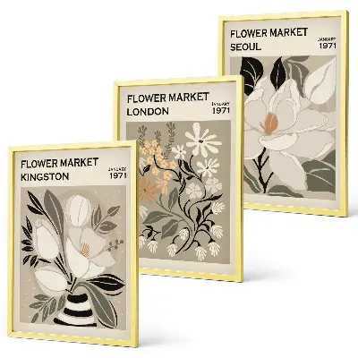 Retro Flowers from Cities Around the World wall art set