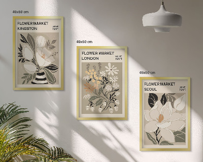 Wall art set Retro Flowers from Cities Around the World