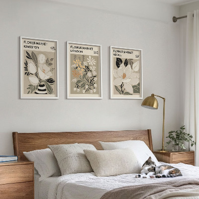 Wall art set Retro Flowers from Cities Around the World
