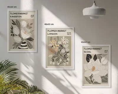 Retro Flowers from Cities Around the World wall art set
