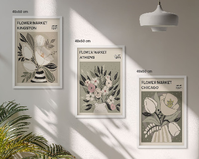 Three-piece wall art piece Retro floral arrangements
