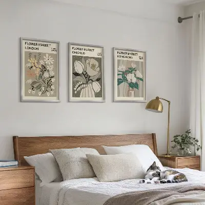 Flower Fairs London Chicago Hong Kong set of 3 framed wall art pieces