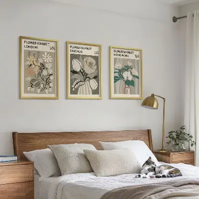 Flower Fairs London Chicago Hong Kong set of 3 framed wall art pieces