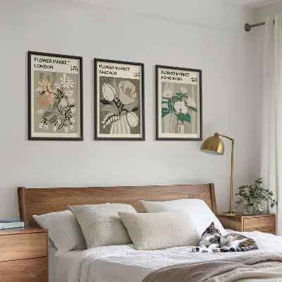 Flower Fairs London Chicago Hong Kong set of 3 framed wall art pieces