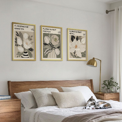 Wall art set Flowers Kingston Seoul Chicago retro