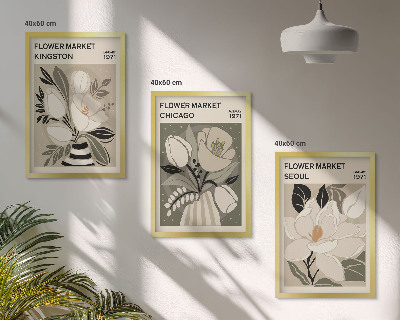 Wall art set Flowers Kingston Seoul Chicago retro
