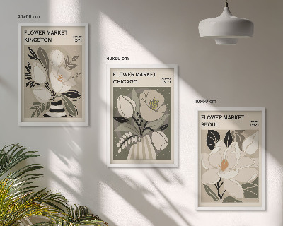 Wall art set Flowers Kingston Seoul Chicago retro