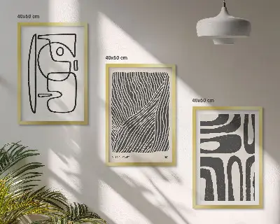 Three-piece wall art piece Abstract patterns lines textures