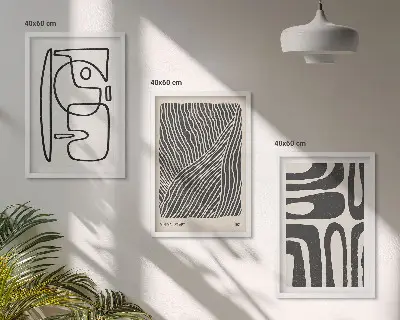 Three-piece wall art piece Abstract patterns lines textures