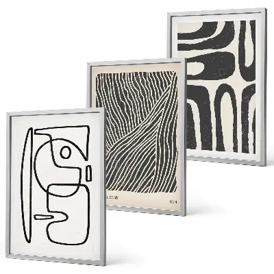 Three-piece wall art piece Abstract patterns lines textures