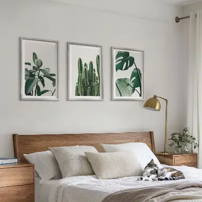 Tropical plants wall art set three-piece aesthetic canvas print