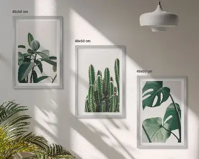 Tropical plants wall art set three-piece aesthetic canvas print