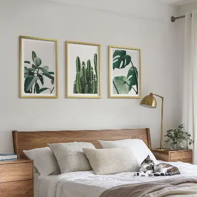 Tropical plants wall art set three-piece aesthetic canvas print