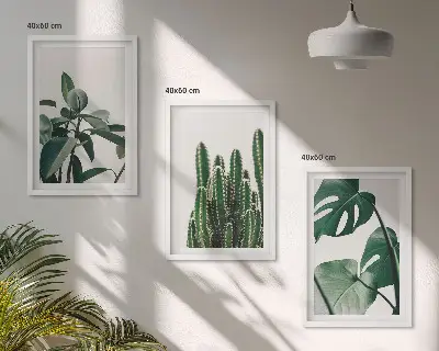 Tropical plants wall art set three-piece aesthetic canvas print