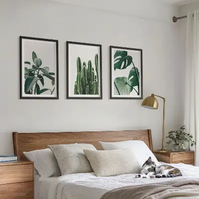 Tropical plants wall art set three-piece aesthetic canvas print