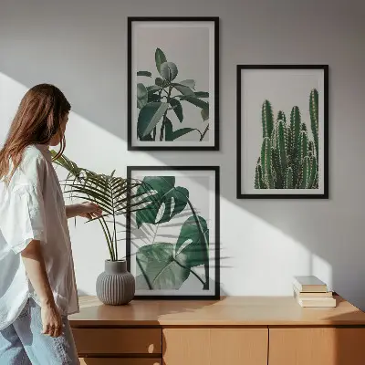 Tropical plants wall art set three-piece aesthetic canvas print