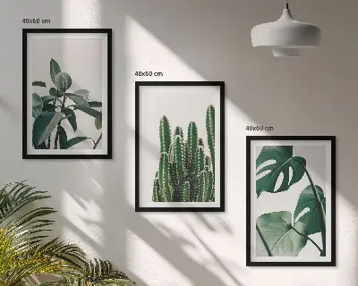 Tropical plants wall art set three-piece aesthetic canvas print