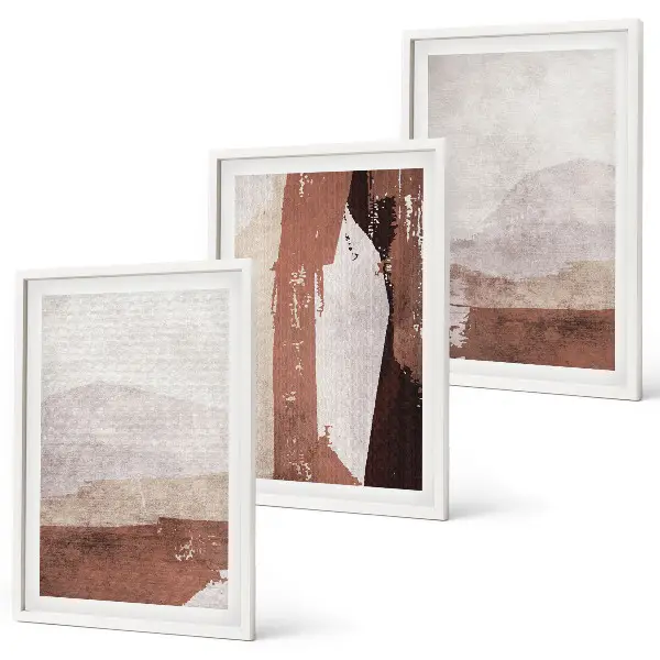 Three-piece wall art piece Brown beige abstract patterns