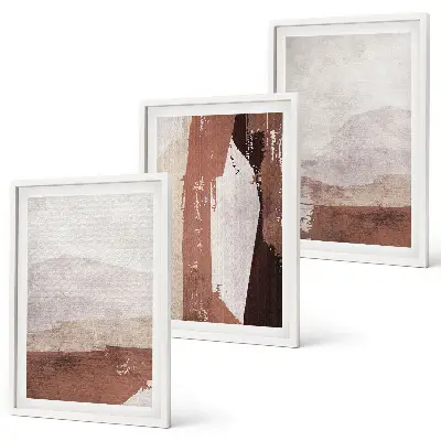 Three-piece abstract wall art brown and beige patterns
