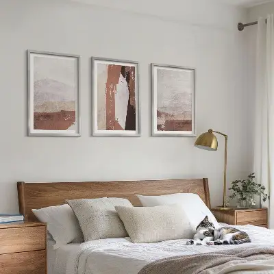 Three-piece abstract wall art brown and beige patterns