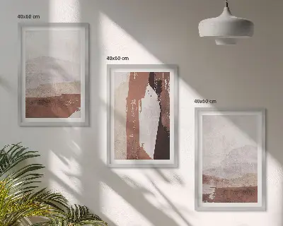 Three-piece abstract wall art brown and beige patterns