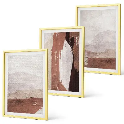Three-piece abstract wall art brown and beige patterns