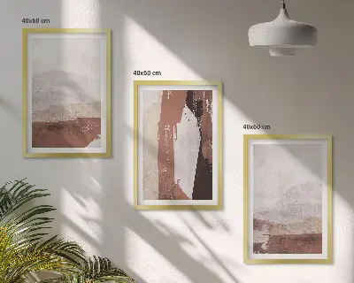 Three-piece abstract wall art brown and beige patterns