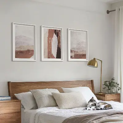 Three-piece wall art piece Brown beige abstract patterns