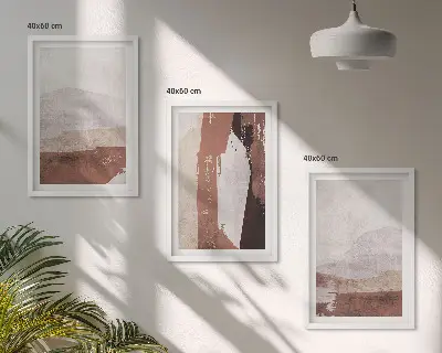 Three-piece abstract wall art brown and beige patterns