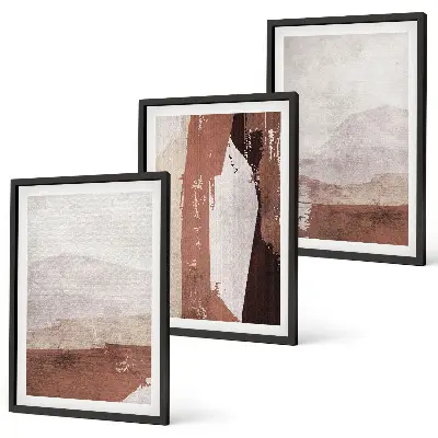 Three-piece abstract wall art brown and beige patterns