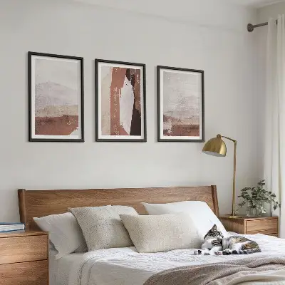 Three-piece abstract wall art brown and beige patterns