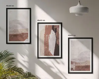 Three-piece abstract wall art brown and beige patterns