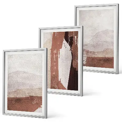 Three-piece abstract wall art brown and beige patterns