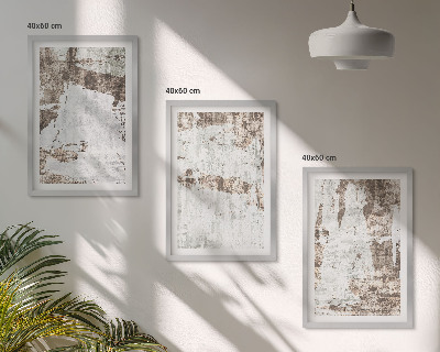 Set of 3 framed wall art pieces Abstract patterns white brown
