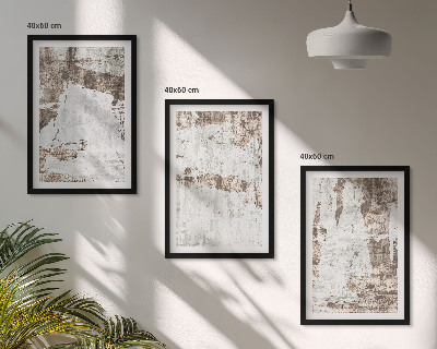 Set of 3 framed wall art pieces Abstract patterns white brown