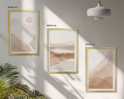 Wall art set Abstract brown landscapes