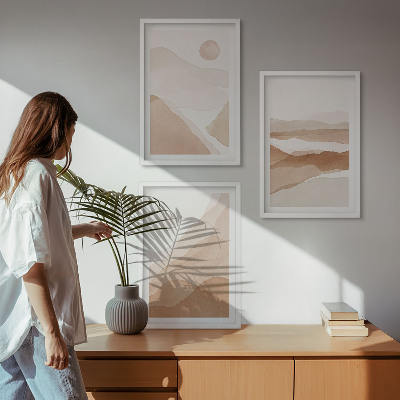 Wall art set Abstract brown landscapes