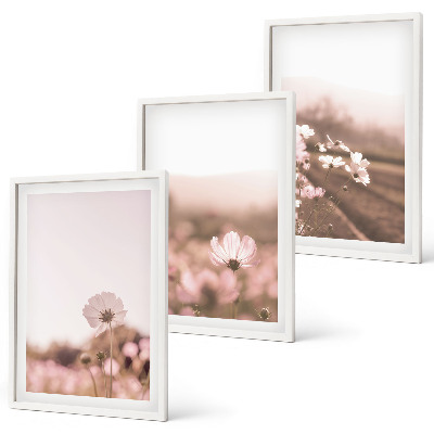 Three-piece wall art piece Wildflowers meadows summer landscapes