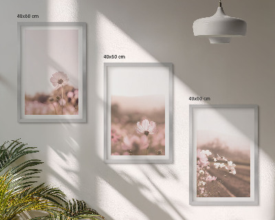 Three-piece wall art piece Wildflowers meadows summer landscapes