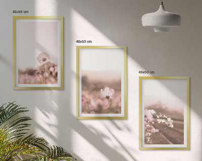 Three-piece wall art piece Wildflowers meadows summer landscapes
