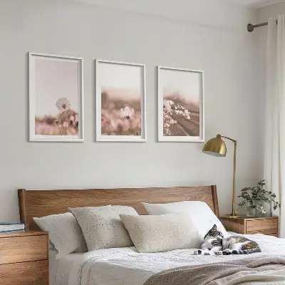 Wildflower meadow landscape wall art three-piece set