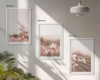 Wildflower meadow landscape wall art three-piece set